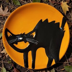 Classic 2008 Halloween 08 Target Home Black Cat Orange Appetizer Snack Plate